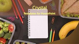  Presentation with health balance - Colorful slides enhanced with health food at work concept backdrop and a tawny brown colored foreground