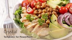  Presentation with food chicken - Slide deck enhanced with health-food-buddhal-bowl-vegetable background and a coral colored foreground