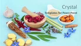  Presentation with health system - Theme having health-food-collection-for-immune background and a cool aqua colored foreground
