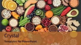  Presentation with food grains - Presentation theme enhanced with health food concept with fruit background and a red colored foreground