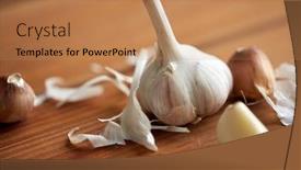  Presentation with traditional medicine medicine - Slides having health food cooking traditional medicine and ethnoscience concept - close up of garlic on wooden table background and a coral colored foreground