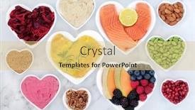  Presentation with heart health - Amazing PPT theme having health-food-for-a-healthy backdrop and a yellow colored foreground
