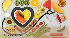  Presentation with protein - Colorful presentation theme enhanced with health-food-for-a-healthy backdrop and a coral colored foreground