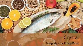  Presentation with protein food - Beautiful presentation design featuring health-food-for-vitality-energy backdrop and a red colored foreground