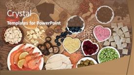  Presentation with food minerals - Amazing PPT theme having health-food-for-vitality-fitness backdrop and a tawny brown colored foreground