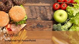  Presentation with junk food - Presentation design consisting of health food or junk food background and a gold colored foreground