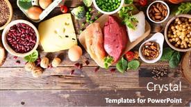  Presentation with protein food - Slide deck having health-food-protein-food-sources background and a violet colored foreground