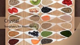  Presentation with food body - Theme featuring health food selection with supplement background and a coral colored foreground
