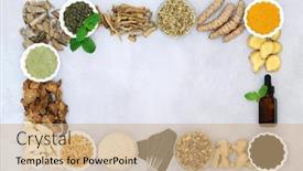  Presentation with dietary supplement - PPT theme with health-food-to-treat-irritable background and a coral colored foreground