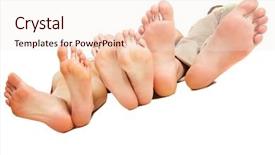  Presentation with human foot - Slide deck consisting of health foot - close-up of human soles relaxing background and a sky blue colored foreground