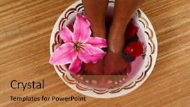  Presentation with foot massage - Amazing slide set having health foot - woman getting a getting relaxing backdrop and a  colored foreground