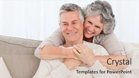  Presentation with home - PPT layouts consisting of free senior - mature woman hugging her husband background and a lemonade colored foreground