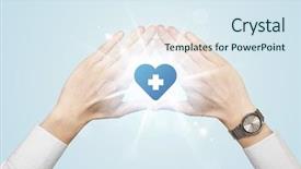  Presentation with heart health - Beautiful slides featuring health future - hands creating a form backdrop and a  colored foreground
