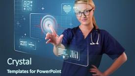  Presentation with nurse - Amazing presentation theme having health future - young nurse standing and pressing backdrop and a  colored foreground