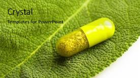  Presentation with healing - Audience pleasing presentation consisting of health healing - aromatic leaf with pill backdrop and a gold colored foreground