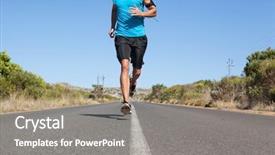  Presentation with road - PPT layouts featuring health highway - athletic man jogging on open background and a  colored foreground