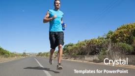  Presentation with open road motorcycles - PPT theme having health highway - athletic man jogging on open background and a  colored foreground