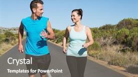  Presentation with open road motorcycles - Amazing PPT layouts having health highway - fit happy couple jogging backdrop and a gray colored foreground