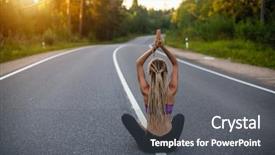  Presentation with yoga - PPT theme having health highway - woman doing yoga sitting background and a gray colored foreground