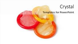  Presentation with condom - Presentation theme enhanced with health hiv aids - color condom on white background background and a white colored foreground