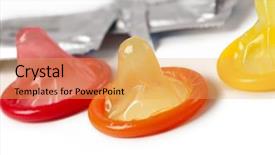  Presentation with condoms - Cool new theme with health hiv aids - color condoms on white background backdrop and a yellow colored foreground