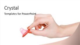  Presentation with hiv - Presentation design consisting of health hiv aids - hand holding a condom isolated background and a white colored foreground