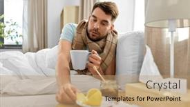  Presentation with hot tea - Presentation theme featuring health-illness-and-people-concept background and a coral colored foreground