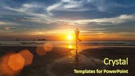  Presentation with yoga - Amazing PPT theme having health india - small silhouette of a woman backdrop and a tawny brown colored foreground