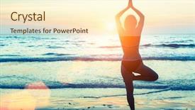  Presentation with yoga - Slide set with health india - yoga woman silhouette woman doing background and a cream colored foreground