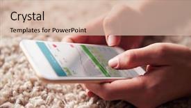  Presentation with smartphone app - PPT theme with health information - close up of hands holding background and a lemonade colored foreground