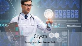  Presentation with medical information - Colorful theme enhanced with health information - doctor in futuristic medical concept backdrop and a light blue colored foreground