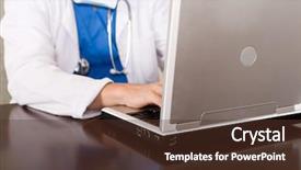  Presentation with work ethics - PPT theme with health information - doctor using laptop doing work background and a  colored foreground