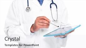  Presentation with medical information - Presentation having health information - hands of medical doctor background and a sky blue colored foreground