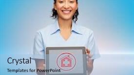  Presentation with health information technology - Colorful presentation enhanced with health information - healthcare medicine and technology concept backdrop and a  colored foreground