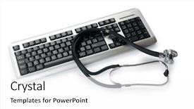  Presentation with keyboard - PPT layouts enhanced with health information - stethoscope and keyboard illustrating concept background and a white colored foreground
