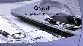  Presentation with desk - Colorful slide set enhanced with health information - stethoscope on desk backdrop and a light blue colored foreground