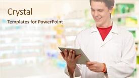  Presentation with using digital tablet - Slide deck enhanced with health information - young man using digital tablet background and a cream colored foreground