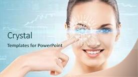  Presentation with digital identity - Cool new slide set with health information - young woman with a digital backdrop and a sky blue colored foreground