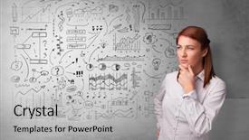  Presentation with 3d person thinking - Beautiful theme featuring health information manager - casual person thinking with drawn backdrop and a  colored foreground