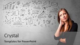  Presentation with 3d person thinking - Presentation theme featuring health information manager - casual person thinking with drawn background and a light gray colored foreground