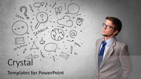  Presentation with 3d person thinking - Amazing slide set having health information manager - young person thinking with office backdrop and a  colored foreground