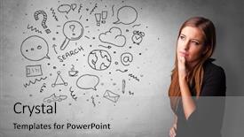  Presentation with manager thinking - Cool new presentation theme with health information manager - young person thinking with office backdrop and a light gray colored foreground