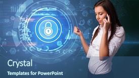  Presentation with information system - Beautiful PPT theme featuring health information system - young person talking backdrop and a ocean colored foreground