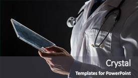  Presentation with healthcare technology - Audience pleasing PPT theme consisting of health innovation - healthcare people technology and medicine backdrop and a dark gray colored foreground