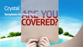  Presentation with health insurance - Slide deck featuring health insurance cards - are you covered card background and a teal colored foreground