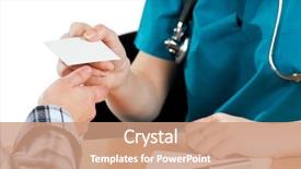  Presentation with medical training in patient care - Beautiful theme featuring health insurance cards - medical doctor with visiting card backdrop and a coral colored foreground