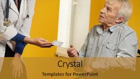  Presentation with neonatal nurse - Presentation design having health insurance cards - nurse woman giving client card background and a  colored foreground