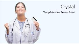  Presentation with doctor taking care of baby - Audience pleasing presentation design consisting of health insurance cards - young hispanic doctor woman holding backdrop and a white colored foreground