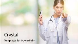  Presentation with doctor helps to get out of bed an elderly woman - Slides featuring health insurance cards - young hispanic doctor woman holding background and a sky blue colored foreground