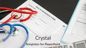  Presentation with health insurance - Cool new presentation theme with health insurance form and stethoscopes backdrop and a  colored foreground